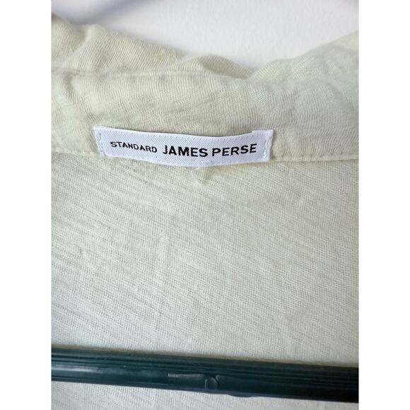 James Perse $185 SHEER SLUB SIDE PANEL SHIRT size 8 Pale Green - Picture 4 of 8